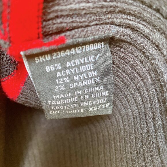 Le Chateau Red Black White Striped roll button neck Knitted Belted Mini Dress - Picture 4 of 6